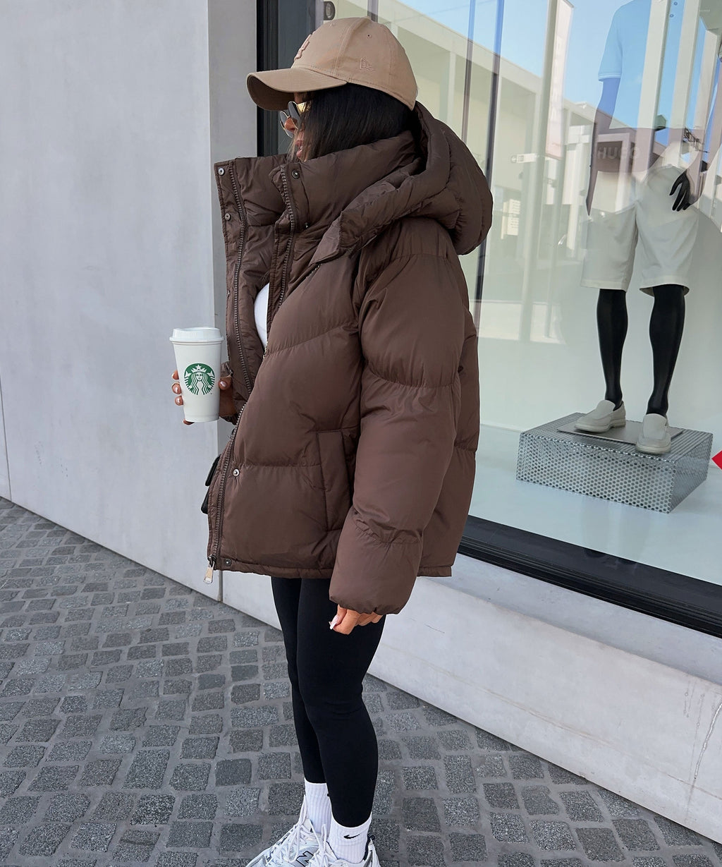 Pufferjacke Damen mit Kapuze und Oversize-Schnitt - 5 - Jasminaboutique.com