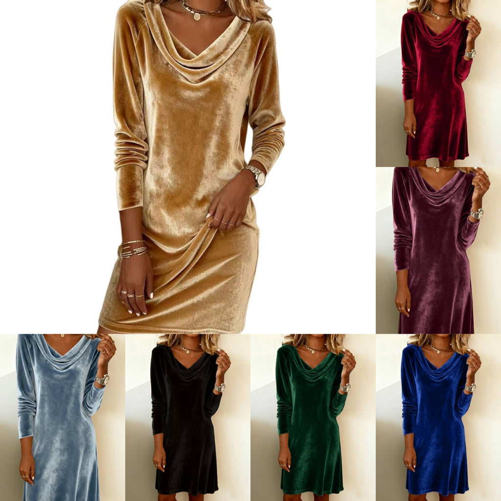 Wickelkleid Damen mit V-Ausschnitt und Langarm - 7 - Jasminaboutique.com