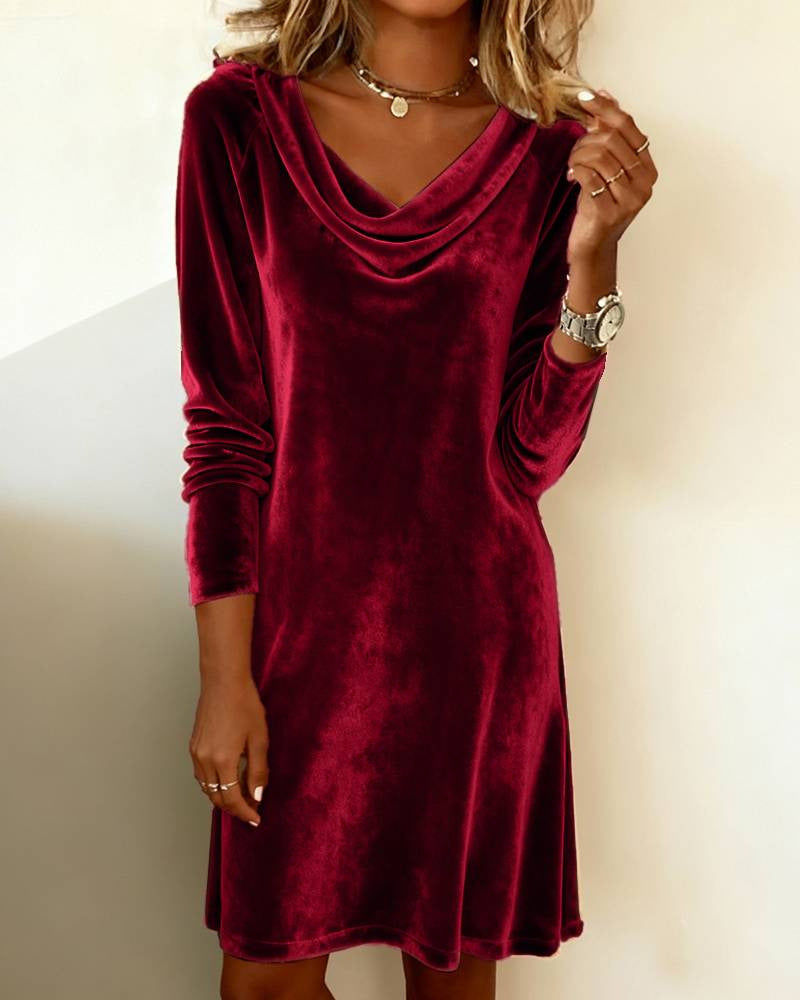 Wickelkleid Damen mit V-Ausschnitt und Langarm - 9 - Jasminaboutique.com