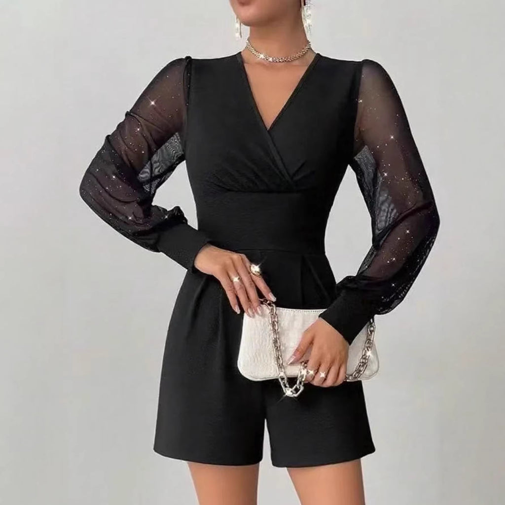 Jumpsuit Damen mit Wickeloptik und Puffärmeln - 3 - Jasminaboutique.com