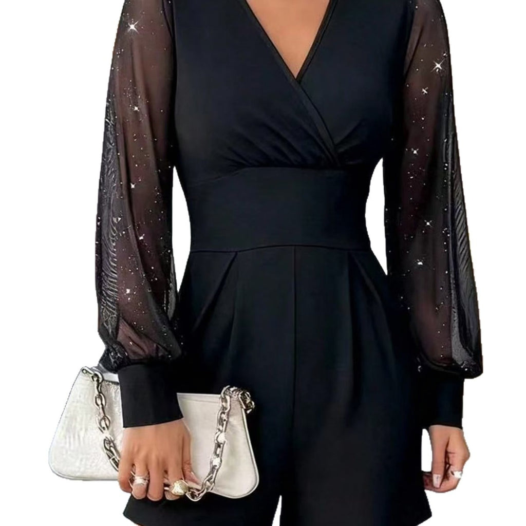 Jumpsuit Damen mit Wickeloptik und Puffärmeln - 5 - Jasminaboutique.com
