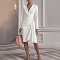 Wickelkleid Damen mit V-Ausschnitt und taillierter Silhouette - 6 - Jasminaboutique.com