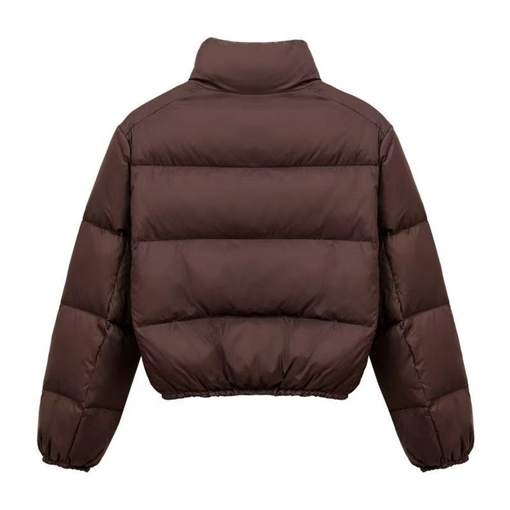 Daunenjacke Damen mit Reißverschluss und Stehkragen, kurz geschnitten - 1 - Jasminaboutique.com