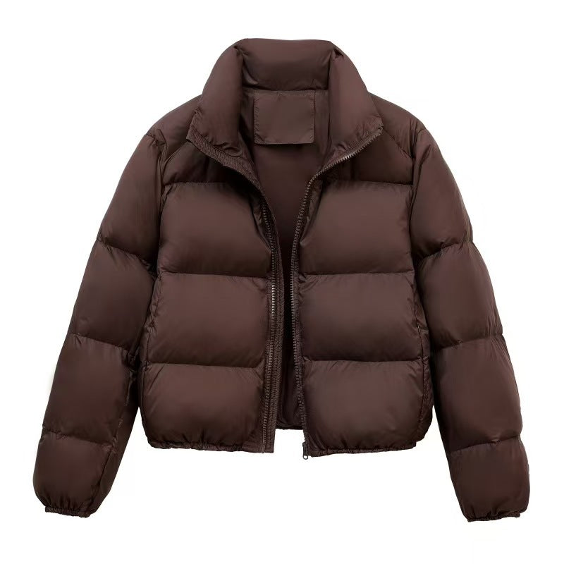 Daunenjacke Damen mit Reißverschluss und Stehkragen, kurz geschnitten - 2 - Jasminaboutique.com