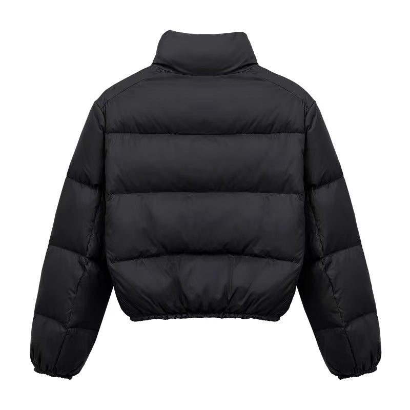 Daunenjacke Damen mit Reißverschluss und Stehkragen, kurz geschnitten - 3 - Jasminaboutique.com