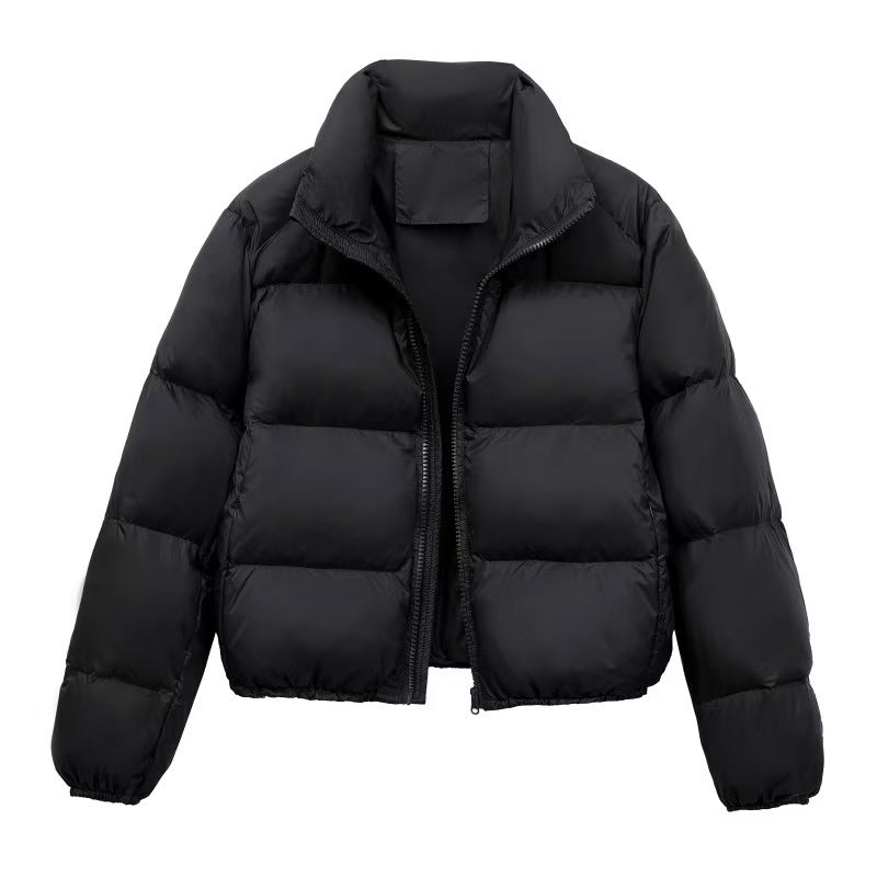 Daunenjacke Damen mit Reißverschluss und Stehkragen, kurz geschnitten - 4 - Jasminaboutique.com