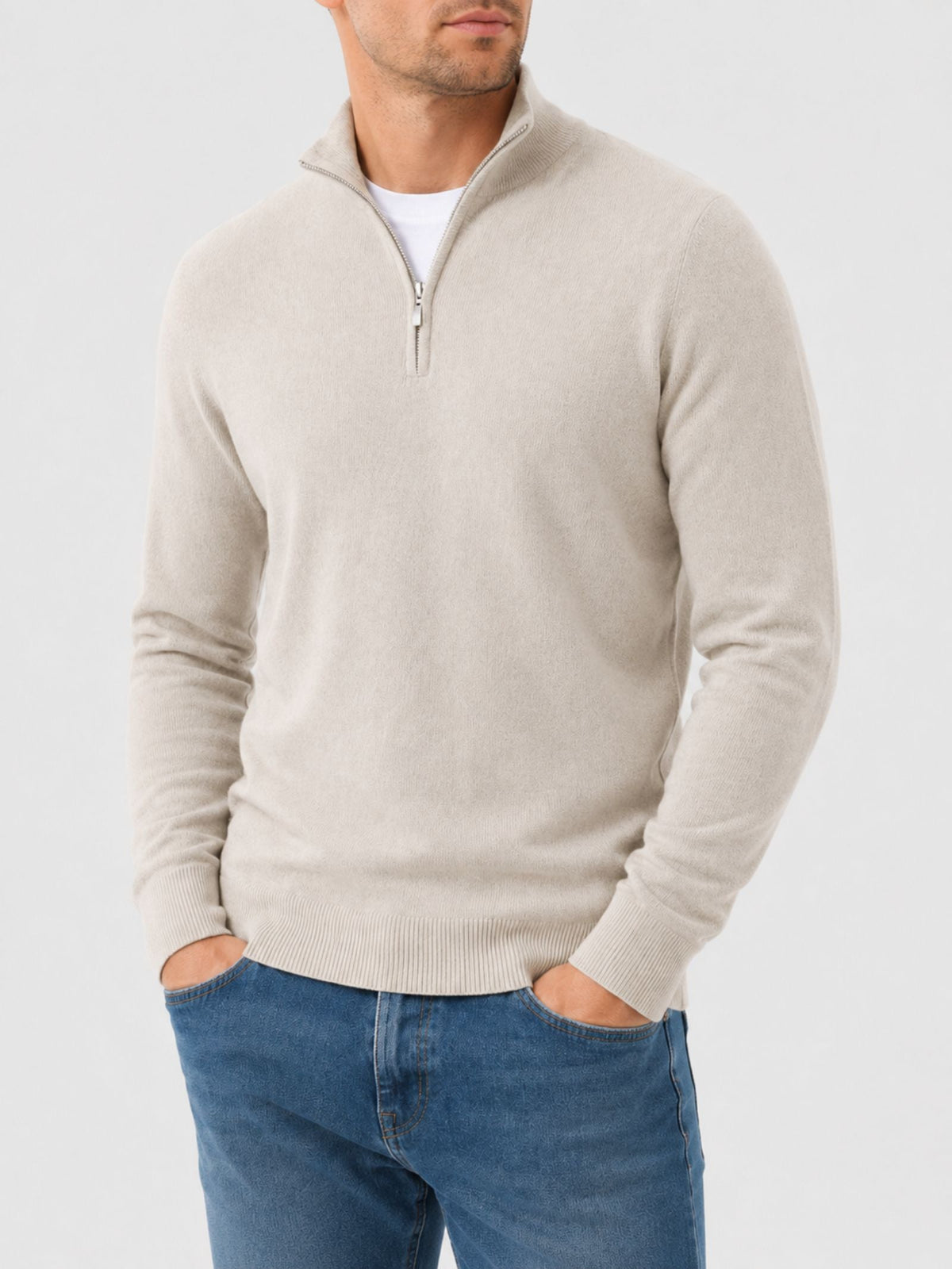 Pullover Herren mit Halbzip und klassischem Schnitt - 1 - Jasminaboutique.com