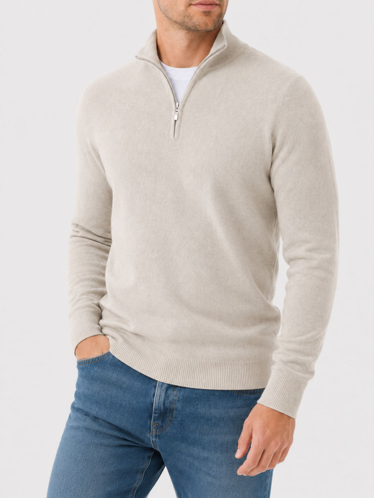 Pullover Herren mit Halbzip und klassischem Schnitt - 2 - Jasminaboutique.com