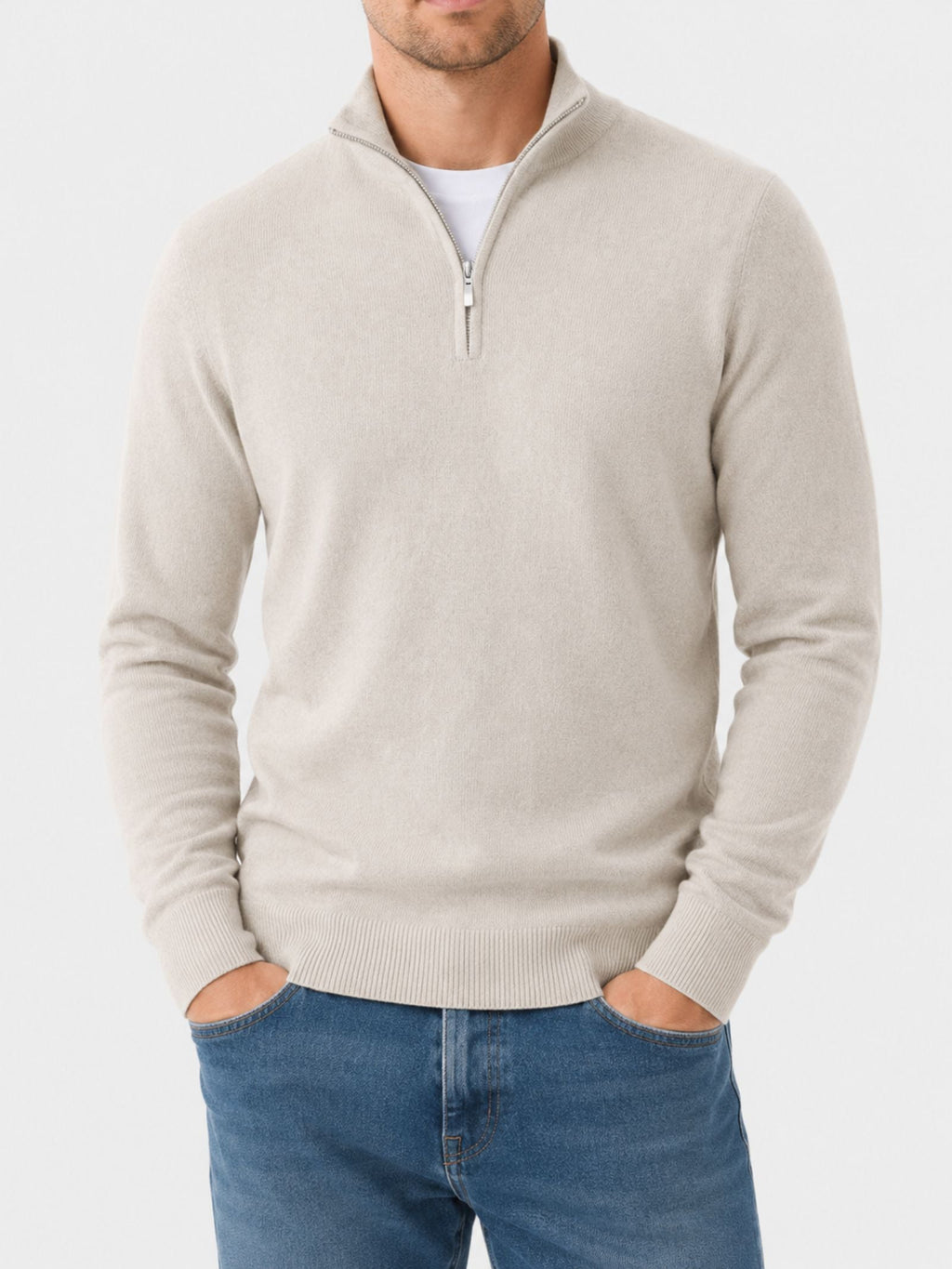 Pullover Herren mit Halbzip und klassischem Schnitt - 3 - Jasminaboutique.com
