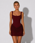 Mini Kleid Damen mit Corsagenoberteil und Paillettenrock - 1 - Jasminaboutique.com