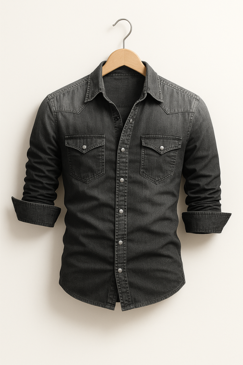 Hemd Men Damen - Langarm - Denim-Optik mit Brusttaschen - 8 - Jasminaboutique.com
