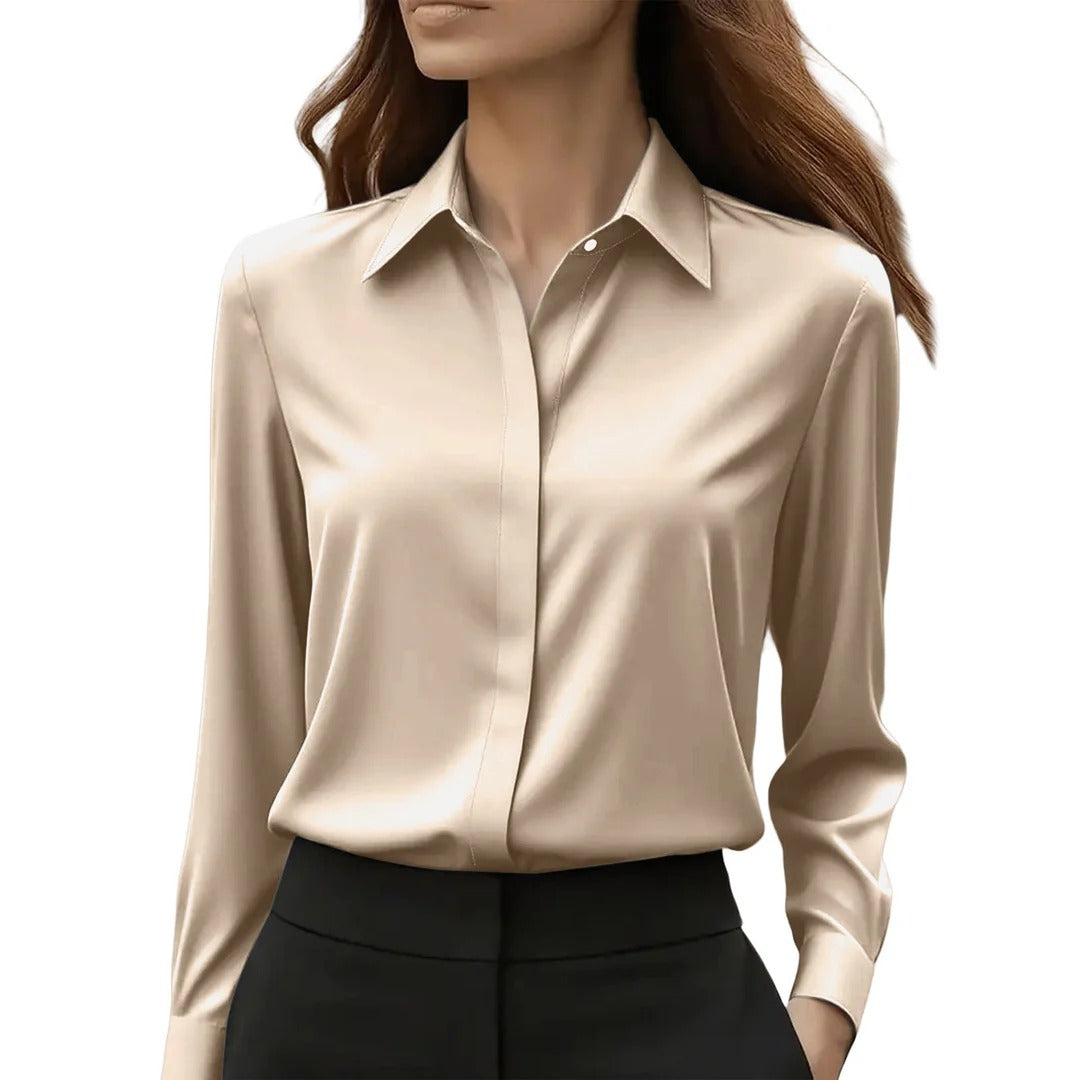 Bluse Damen mit klassischem Kragen und Knopfleiste, langarm, in verschiedenen Farben - 8 - Jasminaboutique.com