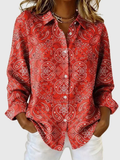 Bluse Damen mit Paisleymuster und klassischem Kragen - 3 - Jasminaboutique.com