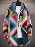 Hooded Cardigan Herren mit geometrischem Muster und lässigem Schnitt - 1 - Jasminaboutique.com