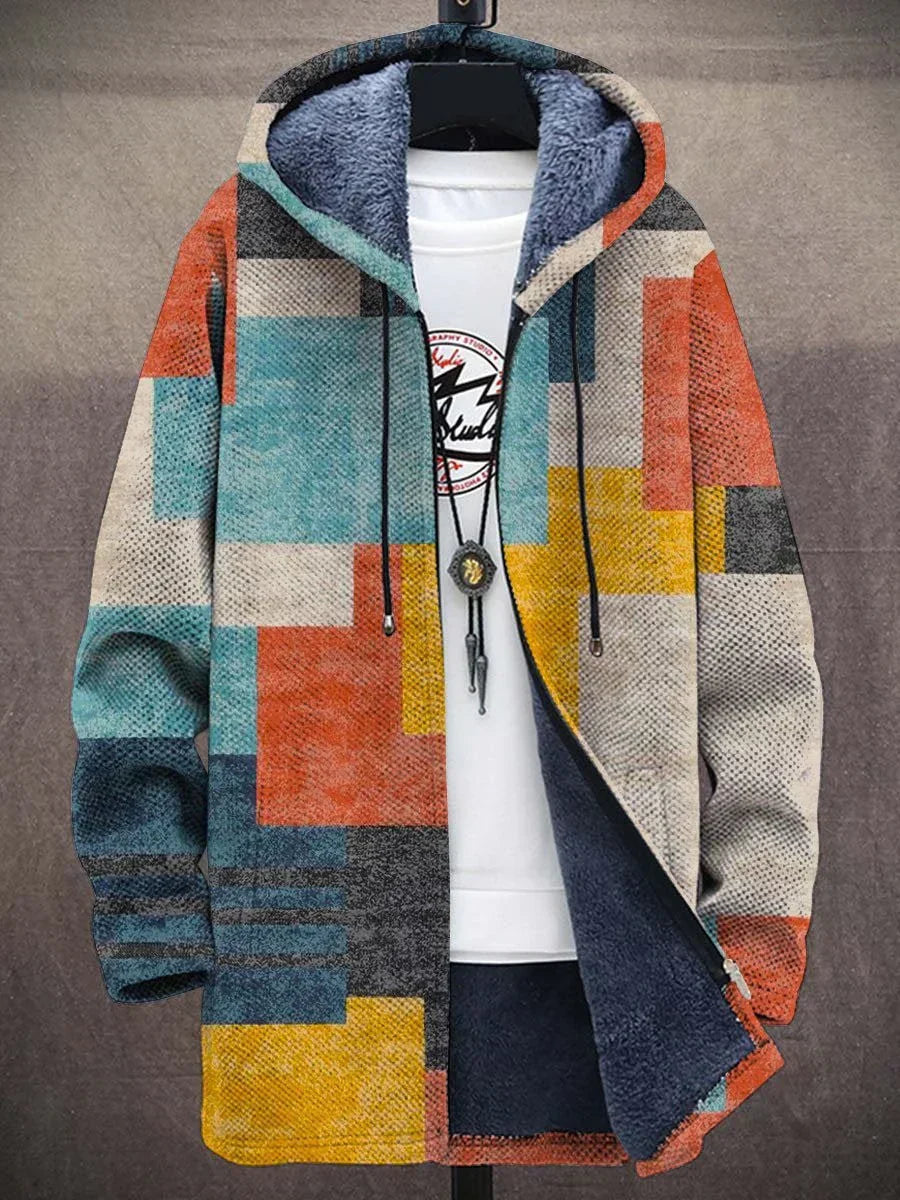 Hooded Cardigan Herren mit geometrischem Muster und lässigem Schnitt - 3 - Jasminaboutique.com