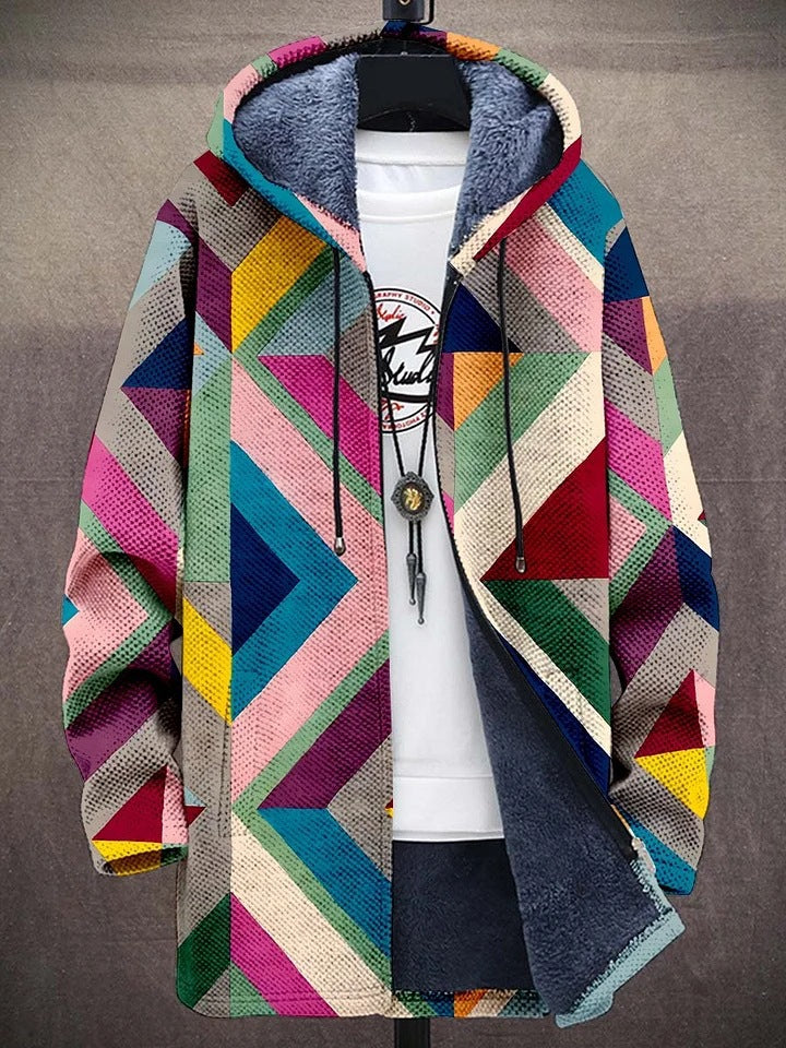 Hooded Cardigan Herren mit geometrischem Muster und lässigem Schnitt - 4 - Jasminaboutique.com