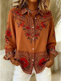 Bluse Damen mit Floral-Muster und Knopfleiste - 1 - Jasminaboutique.com
