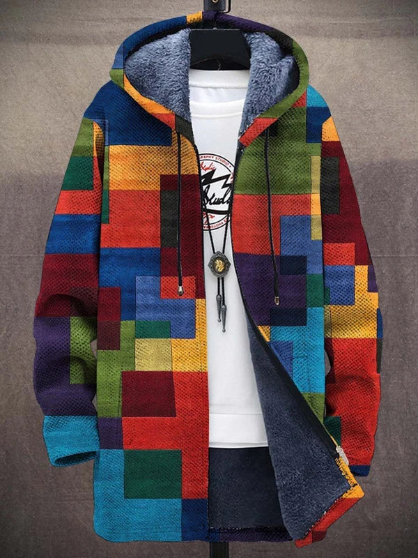 Cardigan Herren mit Kapuze, farbenfrohes Patchwork-Design - 1 - Jasminaboutique.com