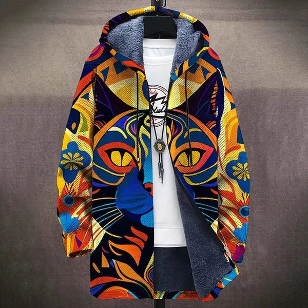 Hooded Cardigan Herren mit buntem Muster und lässigem Schnitt - 1 - Jasminaboutique.com