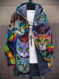 Hooded Cardigan Herren mit Artistic Print und Kuscheligem Schnitt - 1 - Jasminaboutique.com