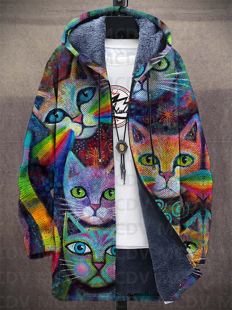 Hooded Cardigan Herren mit Artistic Print und Kuscheligem Schnitt - 1 - Jasminaboutique.com