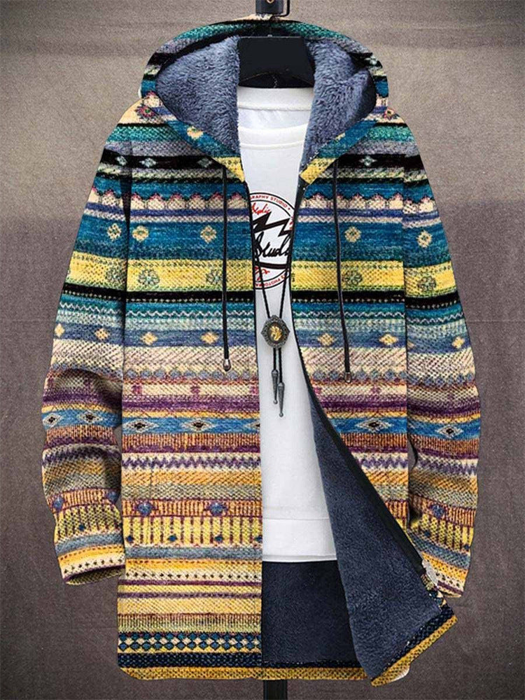 Cardigan Herren mit Kapuze und buntem Muster - 1 - Jasminaboutique.com
