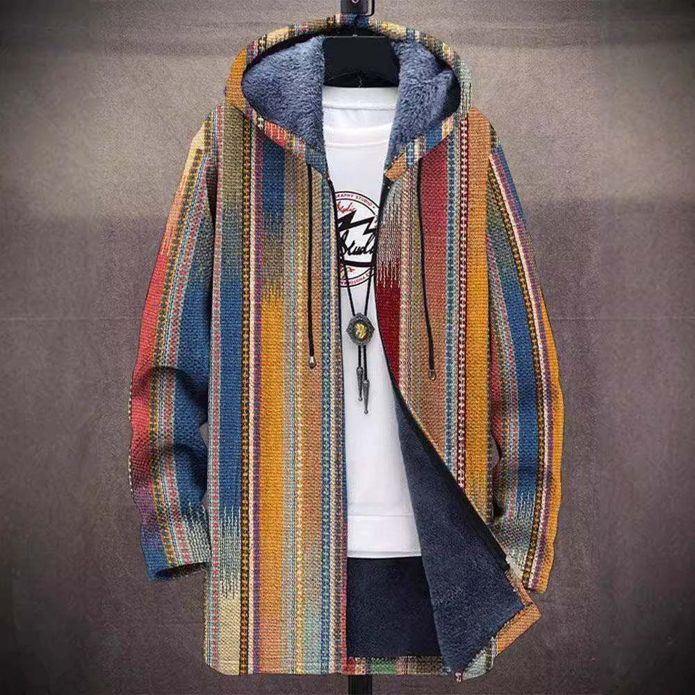Cardigan Herren mit Kapuze und buntem Muster - 2 - Jasminaboutique.com