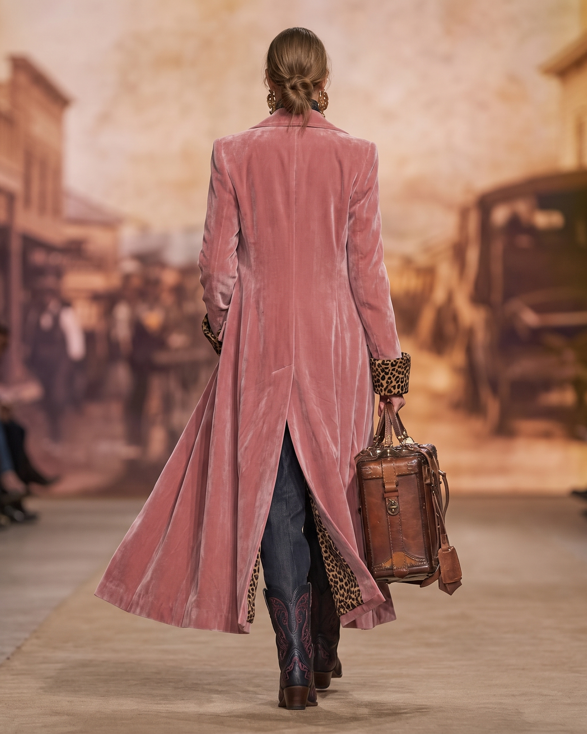 Maxicoat Damen mit tailliertem Schnitt und Leo-Details - 3 - Jasminaboutique.com