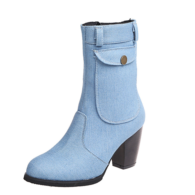 Stiefel Damen Mid-Leg mit stylischem Absatz - 2 - Jasminaboutique.com