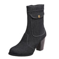 Stiefel Damen Mid-Leg mit stylischem Absatz - 6 - Jasminaboutique.com