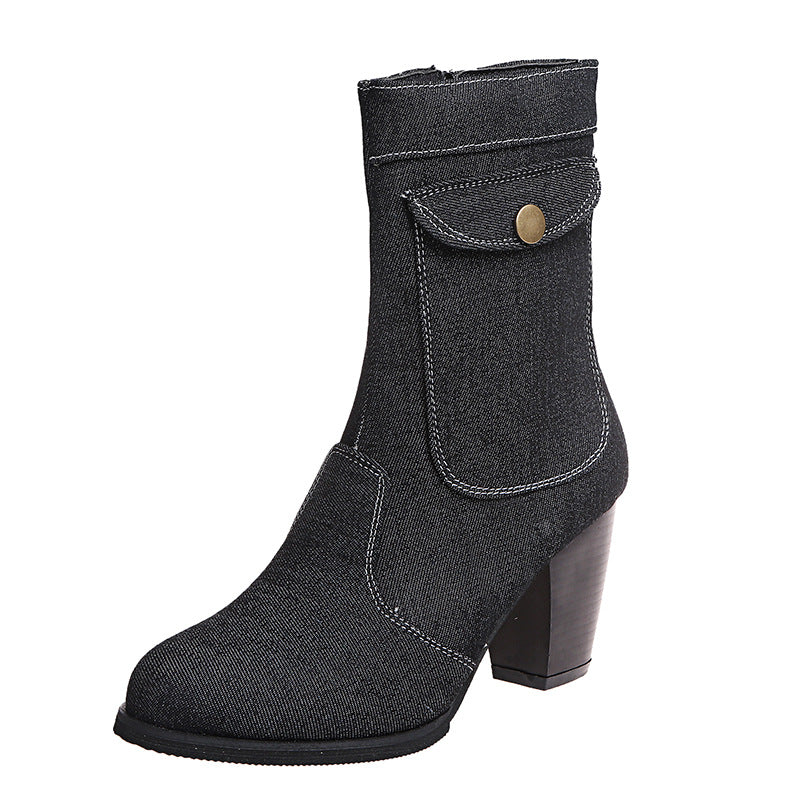 Stiefel Damen Mid-Leg mit stylischem Absatz - 6 - Jasminaboutique.com