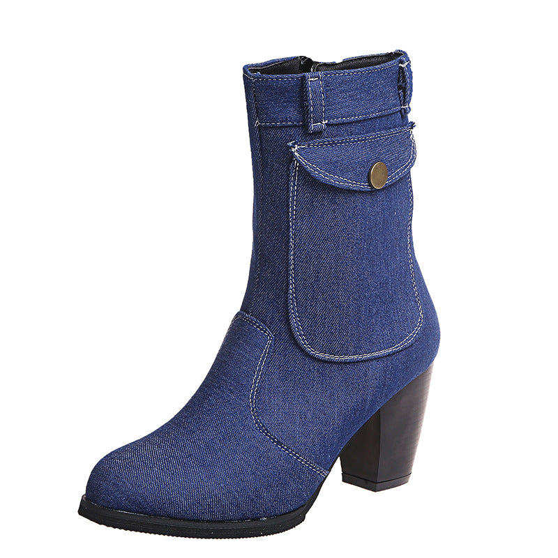 Stiefel Damen Mid-Leg mit stylischem Absatz - 7 - Jasminaboutique.com