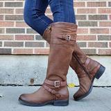 Stiefel Damen Knielang mit Schnallen-Detail - 1 - Jasminaboutique.com