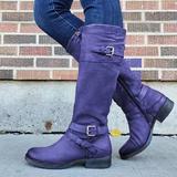 Stiefel Damen Knielang mit Schnallen-Detail - 3 - Jasminaboutique.com