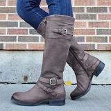Stiefel Damen Knielang mit Schnallen-Detail - 4 - Jasminaboutique.com