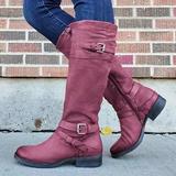 Stiefel Damen Knielang mit Schnallen-Detail - 6 - Jasminaboutique.com