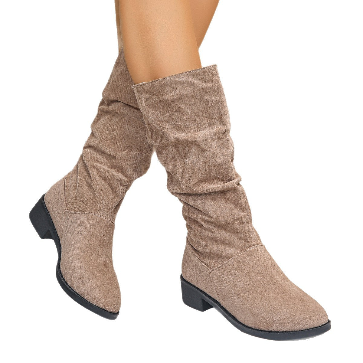 Stiefel Damen Casual Slouchy mit runder Zehe - 3 - Jasminaboutique.com