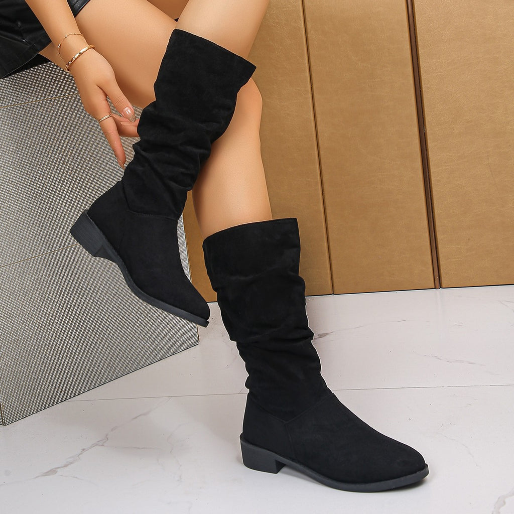 Stiefel Damen Casual Slouchy mit runder Zehe - 4 - Jasminaboutique.com
