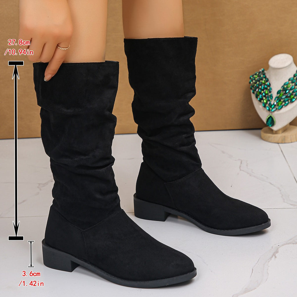 Stiefel Damen Casual Slouchy mit runder Zehe - 6 - Jasminaboutique.com