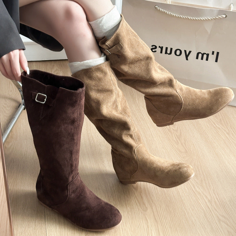 Stiefeletten Damen High-Top mit dekorativem Schnallenverschluss - 3 - Jasminaboutique.com