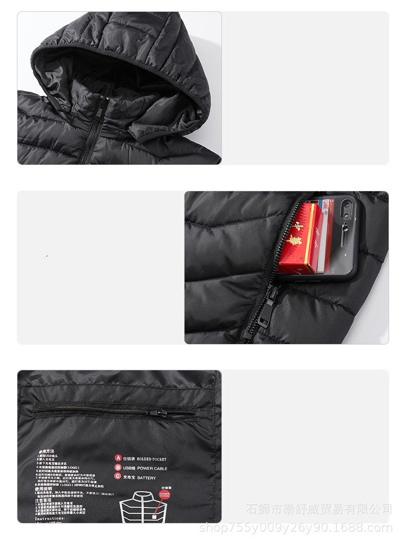 Heizjacke Herren Lockerer Schnitt mit Kapuze - 2 - Jasminaboutique.com