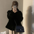 Flauschige Jacke Damen mit Stehkragen - 2 - Jasminaboutique.com