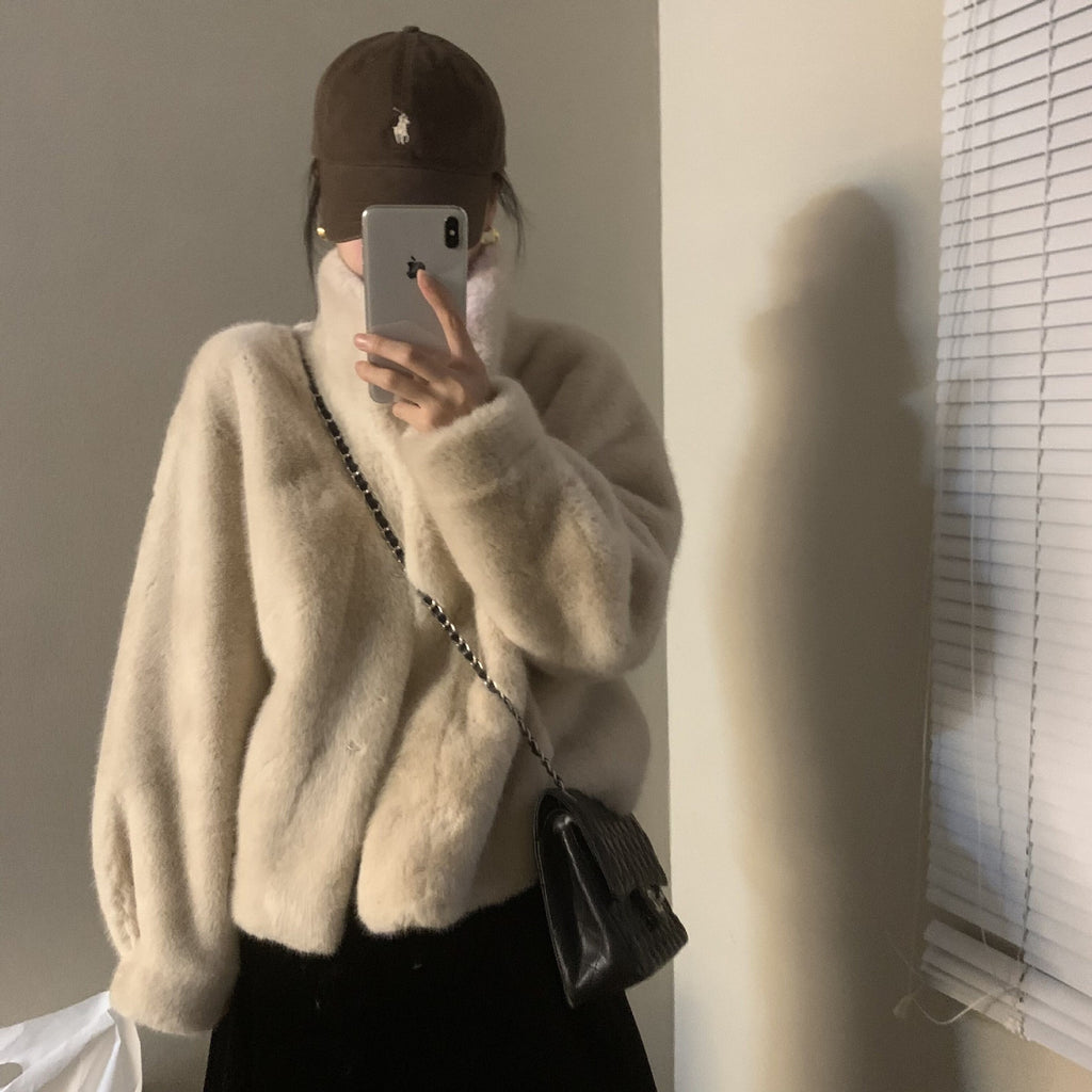 Flauschige Jacke Damen mit Stehkragen - 8 - Jasminaboutique.com