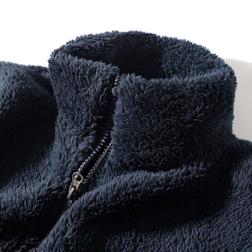 Herren Fleece Zip-Jacke mit hohem Kragen - 1 - Jasminaboutique.com