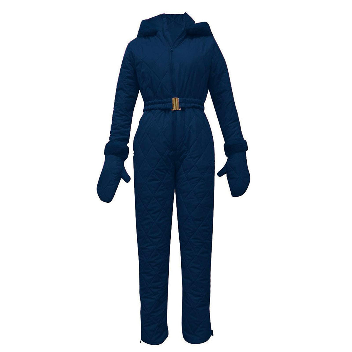Jumpsuit Damen Slim-Fit mit Kunstfellkragen - 4 - Jasminaboutique.com