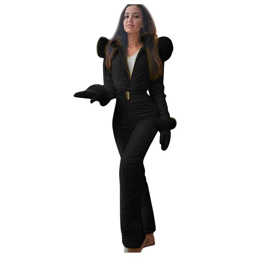 Jumpsuit Damen Slim-Fit mit Kunstfellkragen - 5 - Jasminaboutique.com