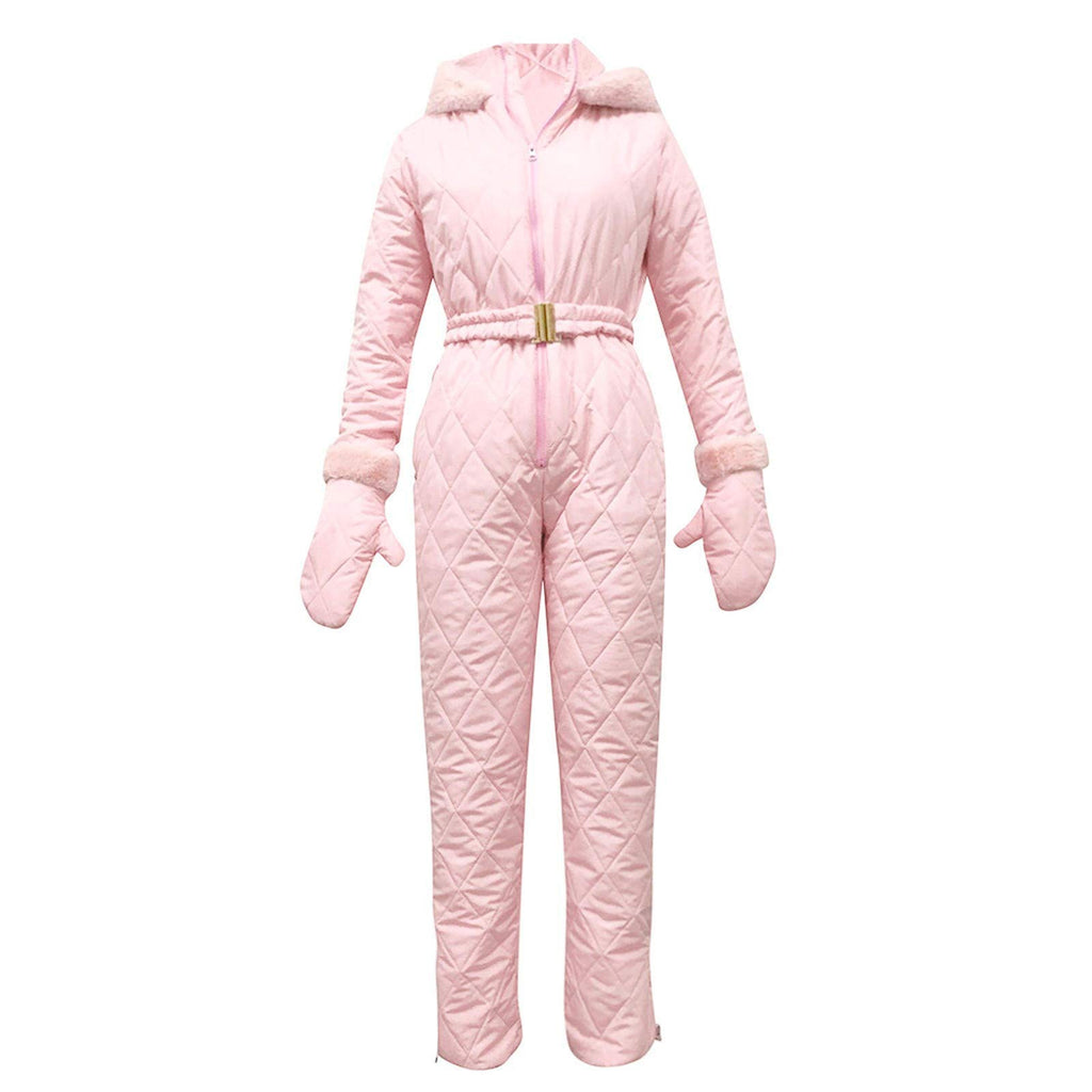 Jumpsuit Damen Slim-Fit mit Kunstfellkragen - 6 - Jasminaboutique.com