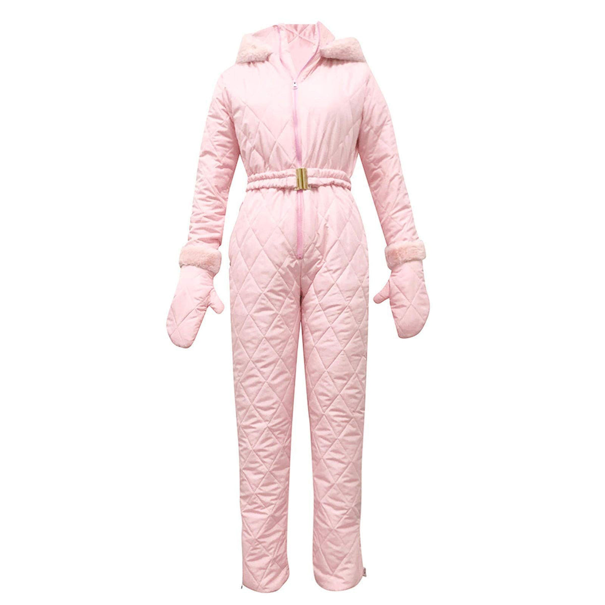 Jumpsuit Damen Slim-Fit mit Kunstfellkragen - 6 - Jasminaboutique.com