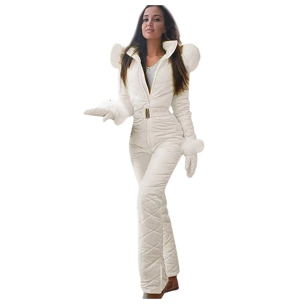 Jumpsuit Damen Slim-Fit mit Kunstfellkragen - 7 - Jasminaboutique.com