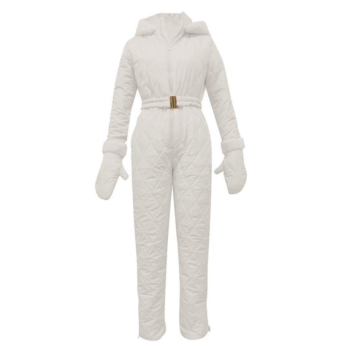 Jumpsuit Damen Slim-Fit mit Kunstfellkragen - 9 - Jasminaboutique.com